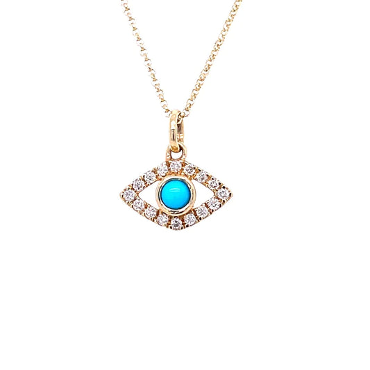 14kt. Yellow Gold Diamond Evil Eye Pendant