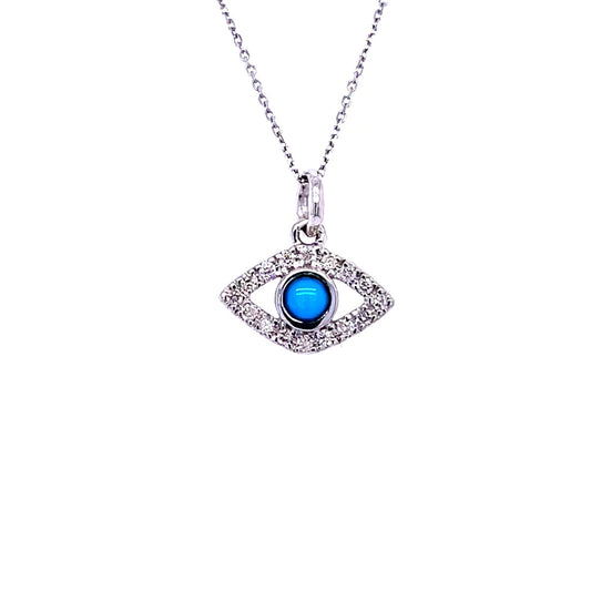 14kt. White Gold Diamond Evil Eye Pendant