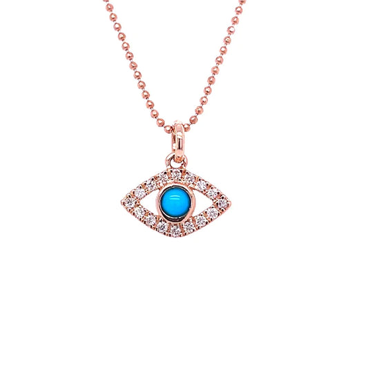 14kt. Rose Gold Diamond Evil Eye Pendant