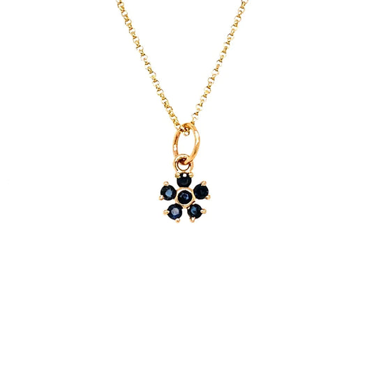 14kt Gold Blue Sapphire Flower Pandent