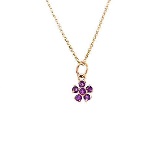 14kt Gold Amethyst Flower Pandent