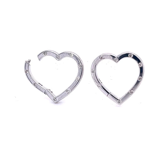 14kt White Gold Heart Shape Lock With Diamonds