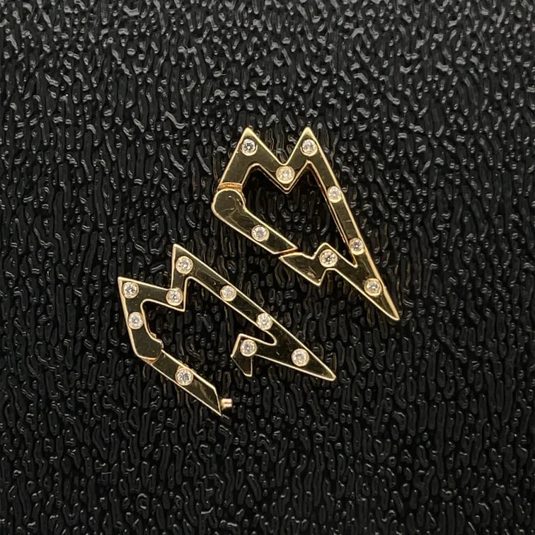 14kt Yellow Gold Lighting Bolt Locks With Diamonds