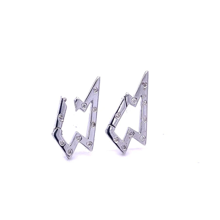 14kt White Gold Lighting Bolt Locks With Diamonds