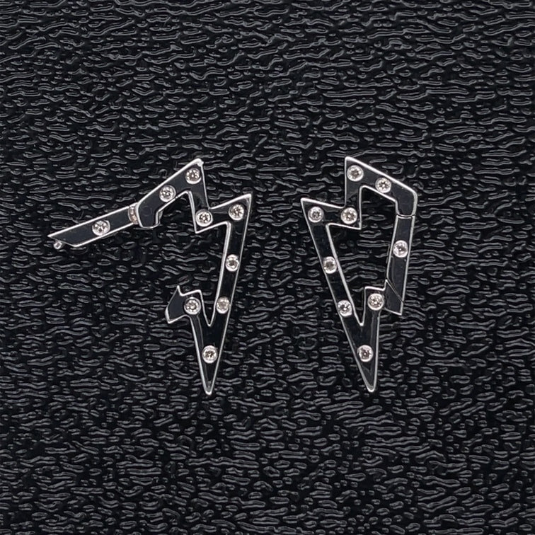 14kt White Gold Lighting Bolt Locks With Diamonds