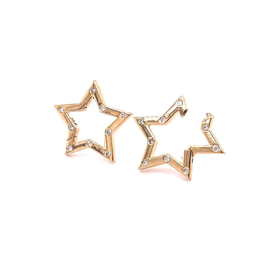 14kt Yellow Gold Star Shape Locks With Diamonds