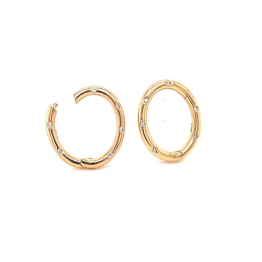 14kt Yellow Gold Oval Shape Locks With Diamonds