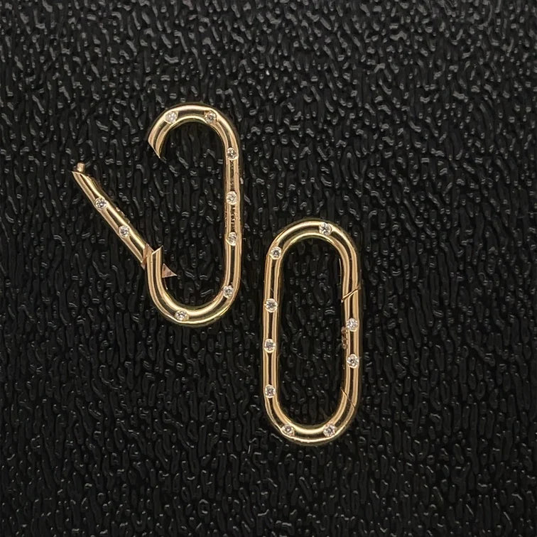 14kt Yellow Gold Paperclip Lock With Diamonds