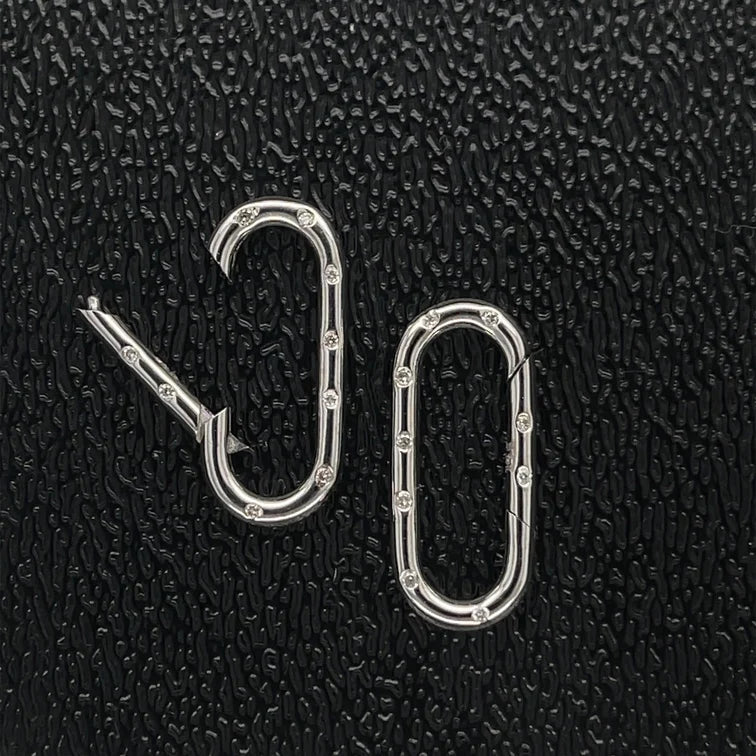 14kt White Gold Paperclip Lock With Diamonds