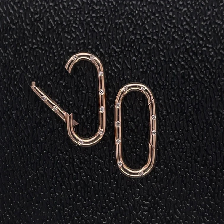 14kt Rose Gold Paperclip Lock With Diamonds