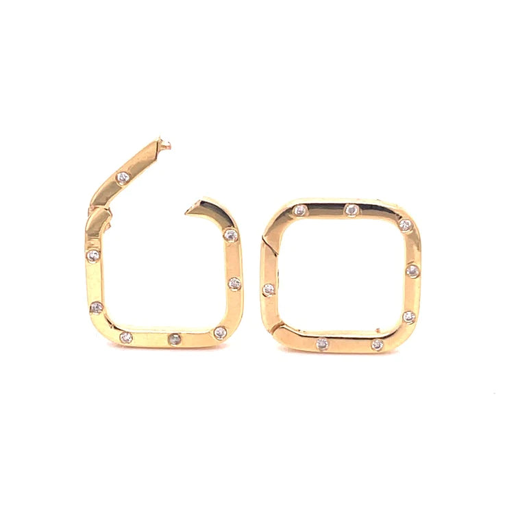 14kt Yellow Gold Square Shape Lock With Diamonds