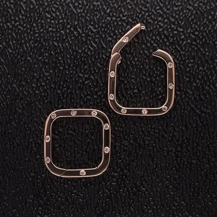 14kt Gold Square Shape Lock With Diamonds