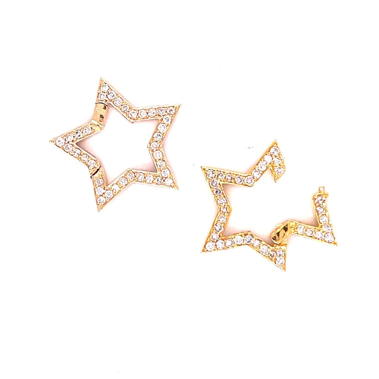 14kt Yellow Gold Star Shape Lock With Diamonds