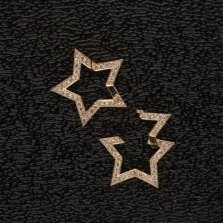 14kt Yellow Gold Star Shape Lock With Diamonds