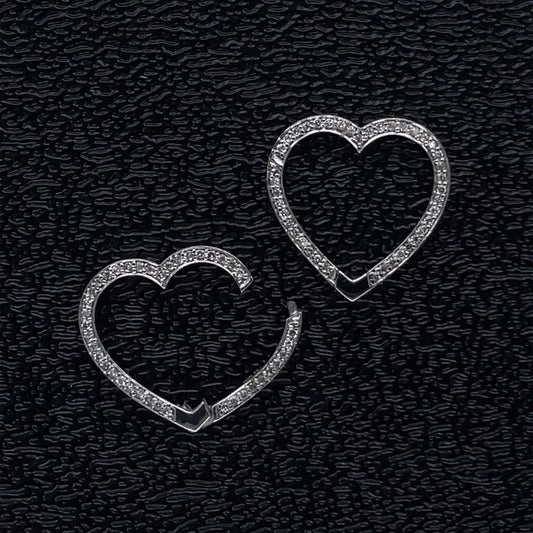 14kt White Gold Heart Shape Lock With Diamonds