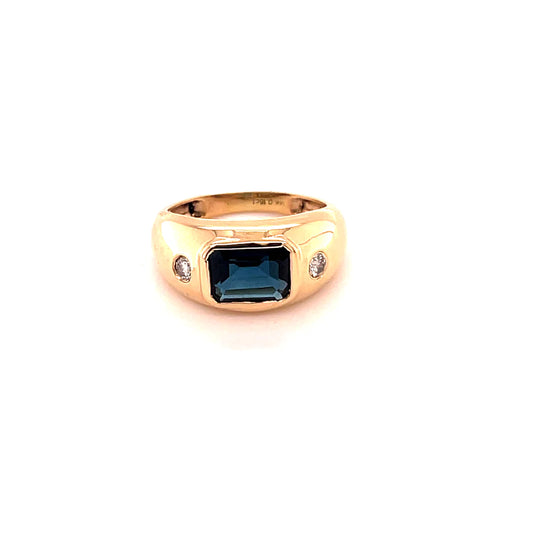 14kt Yellow Gold London Blue Topaz Ring With Diamonds
