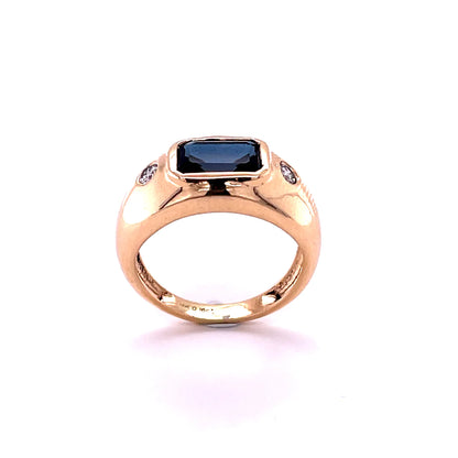 14kt Yellow Gold London Blue Topaz Ring With Diamonds