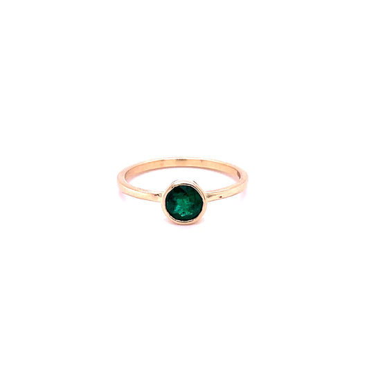 14kt Yellow Gold Emerald Ring (Round Shape)