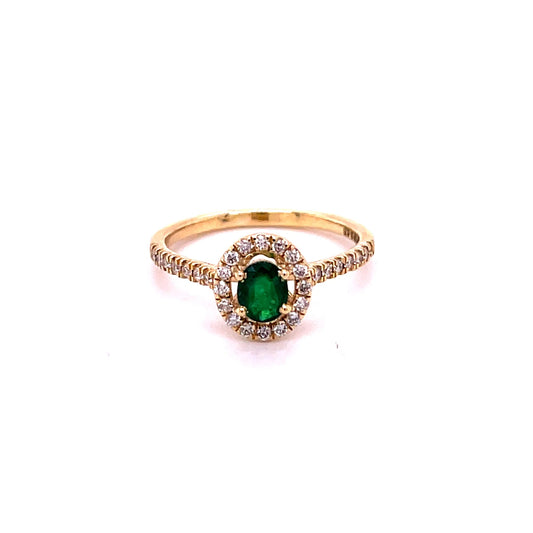 14kt Gold Emerald Ring With Diamonds