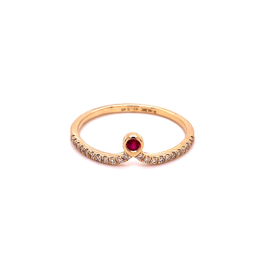 14kt Gold Ruby Ring With Diamonds