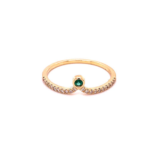 14kt Gold Emerald Ring With Diamonds