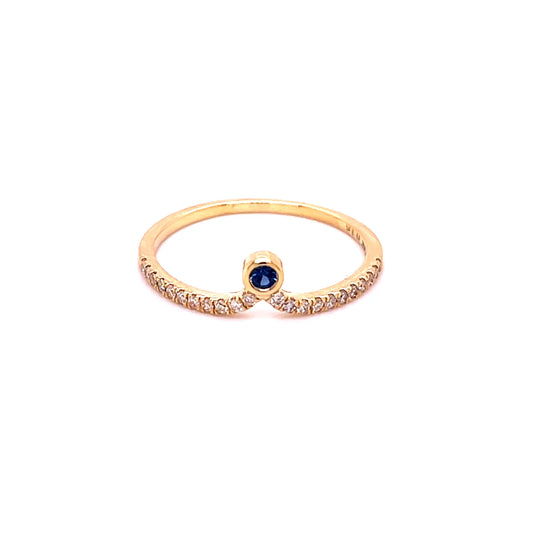 14kt Gold Blue Sapphire Ring With Diamonds