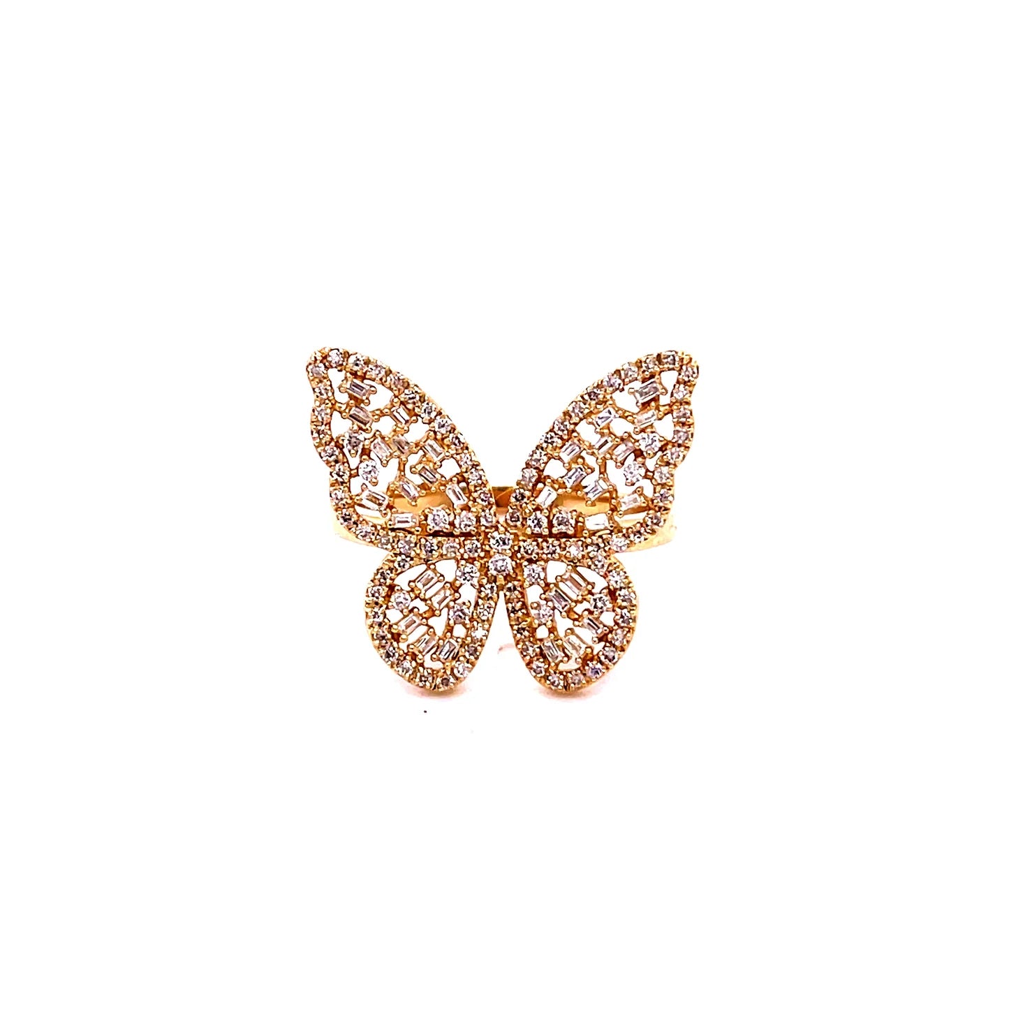 14kt Gold Butterfly Ring With Diamonds