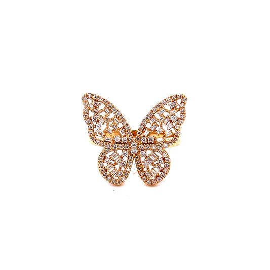 14kt Gold Butterfly Ring With Diamonds