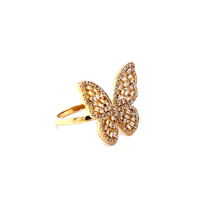 14kt Gold Butterfly Ring With Diamonds