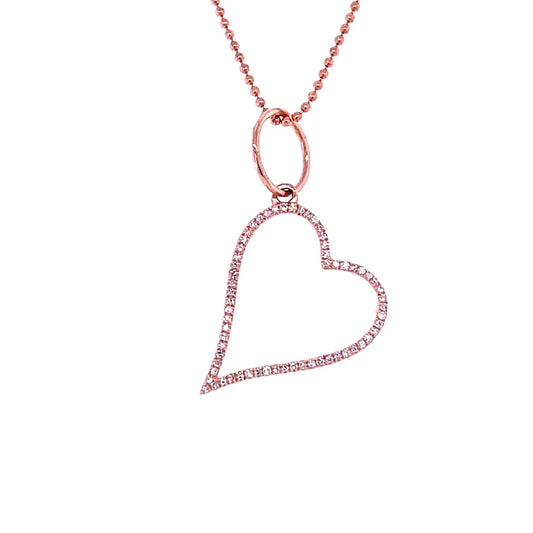 14kt Rose Gold Heart Pendant With Diamonds