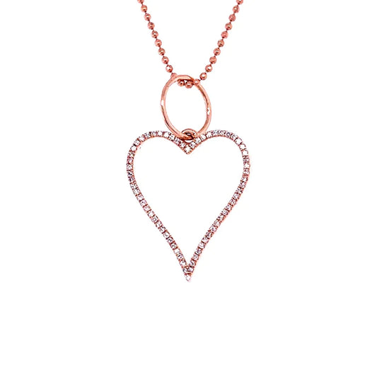 14kt Rose Gold Heart Pendant With Diamonds