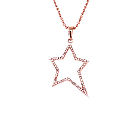 14kt Rose Gold Star Pendant With Diamonds