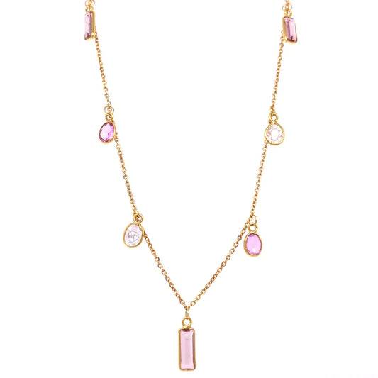 18kt Gold Bezeled Multi-stone / Diamond Slice Cut Necklace