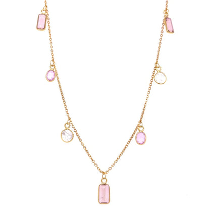 18kt Gold Bezeled Multi-stone / Diamond Slice Cut Necklace