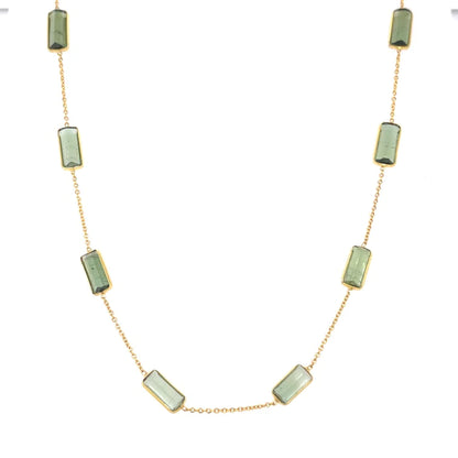 18kt Gold Bezeled Green Tourmaline Necklace