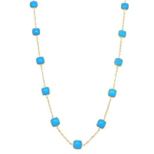 18kt Gold Bezeled Turquoise Necklase