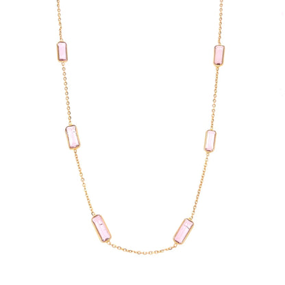 18kt Gold Bezeled Pink Tourmaline Necklace
