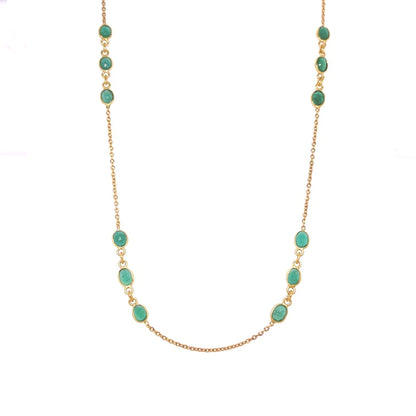 18kt Gold Bezeled Emerald Necklace