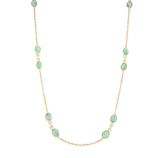 18kt Gold Bezeled Emerald Necklace