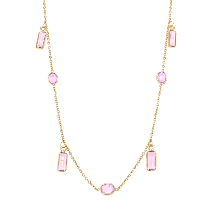 18kt Gold Bezeled Multi-stone Necklace