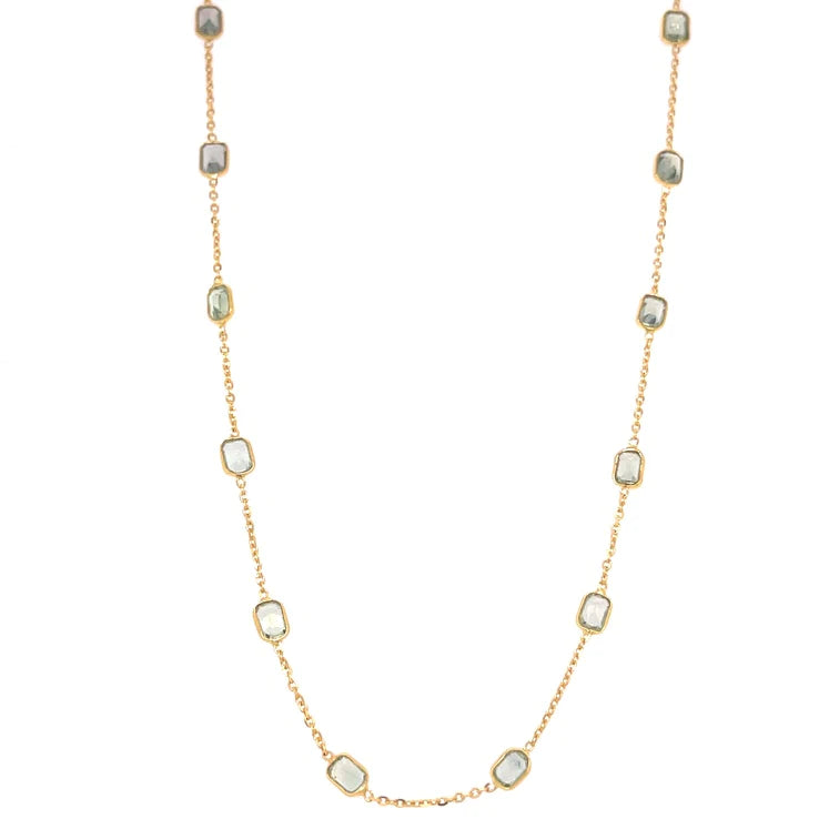 18kt Gold Bezeled Sapphire Necklace