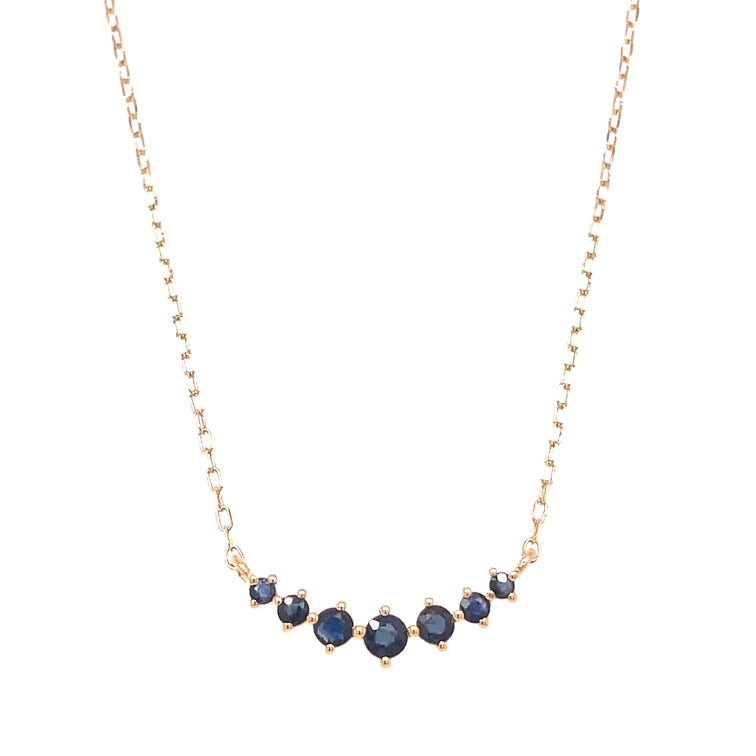 14kt Gold Blue Sapphire Necklace