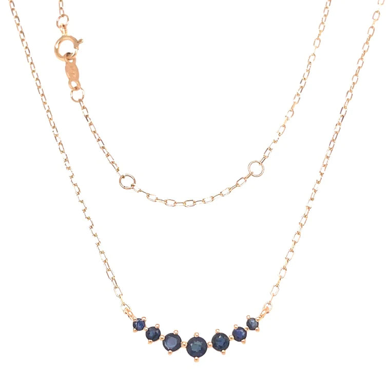 14kt Gold Blue Sapphire Necklace