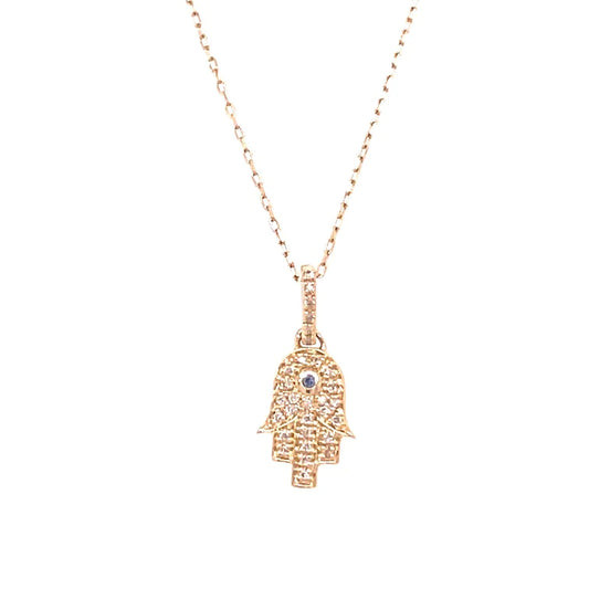 14kt Gold Hamsa Diamond Pendant 14kt Yellow Gold