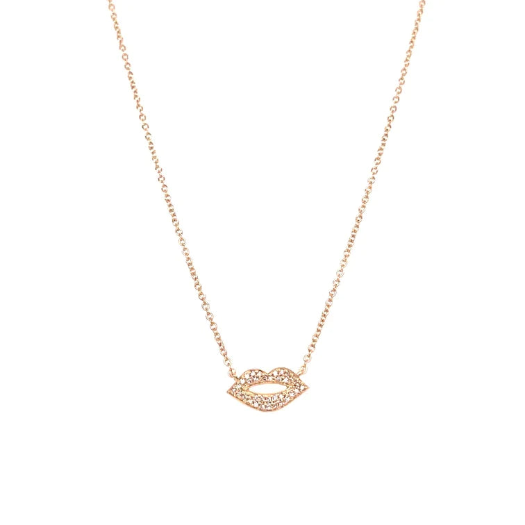 14kt Gold Lip Pendant With Diamond 14kt Yellow Gold
