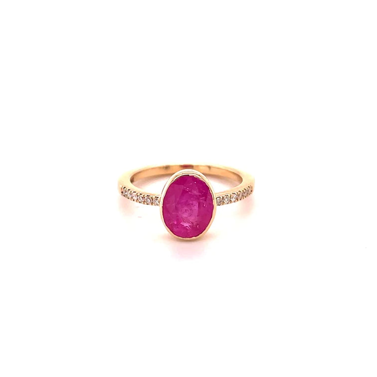 14kt Gold Ruby Ring With Diamonds