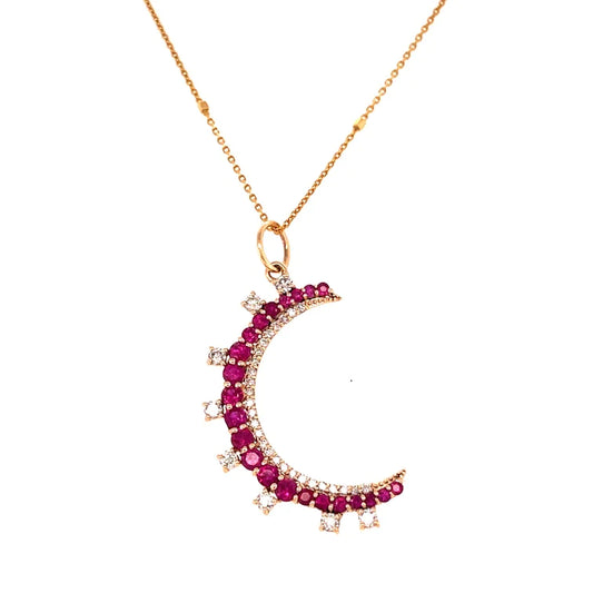 14kt Gold Ruby Pandent With Diamonds