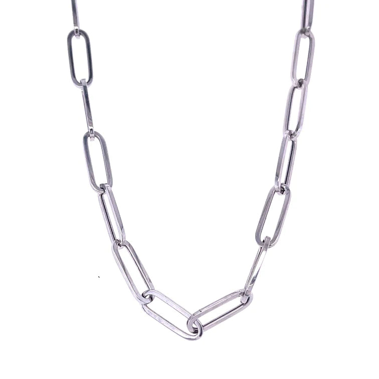 14kt White Gold Paperclip Necklace