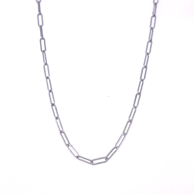 14kt White Gold Paperclip Necklace