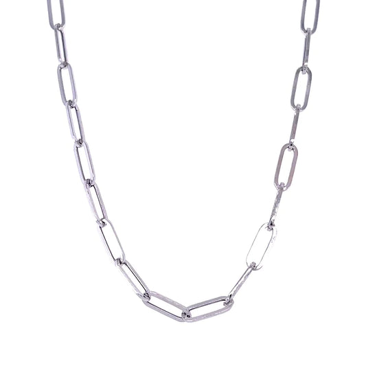 14kt White Gold Paperclip Necklace